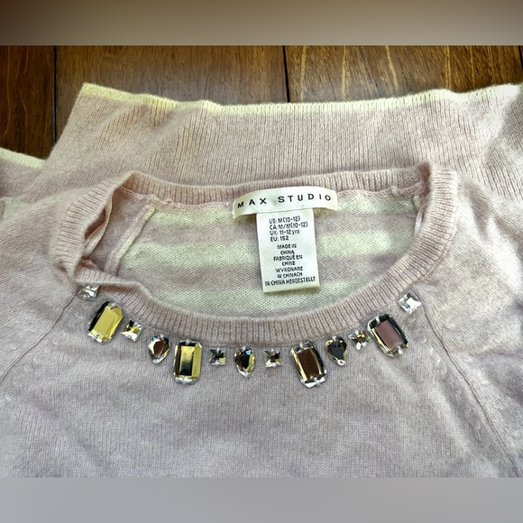 Girls Max Studio Cashmere sweater with gem beading at neck (size M 10-12) - Picture 3 of 5